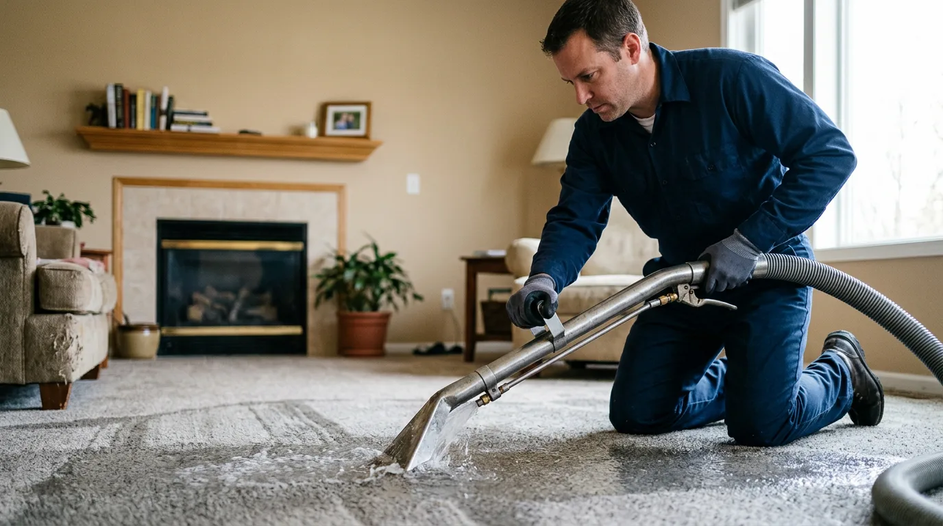 Water damage restoration technician working near Dinwiddie, VA